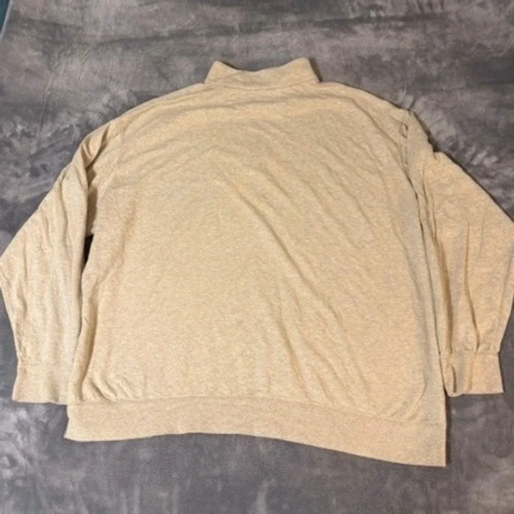 Polo Ralph Lauren Quarter-Zip Pullover Mock Neck Mens Size 3XB Heathered Tan EUC